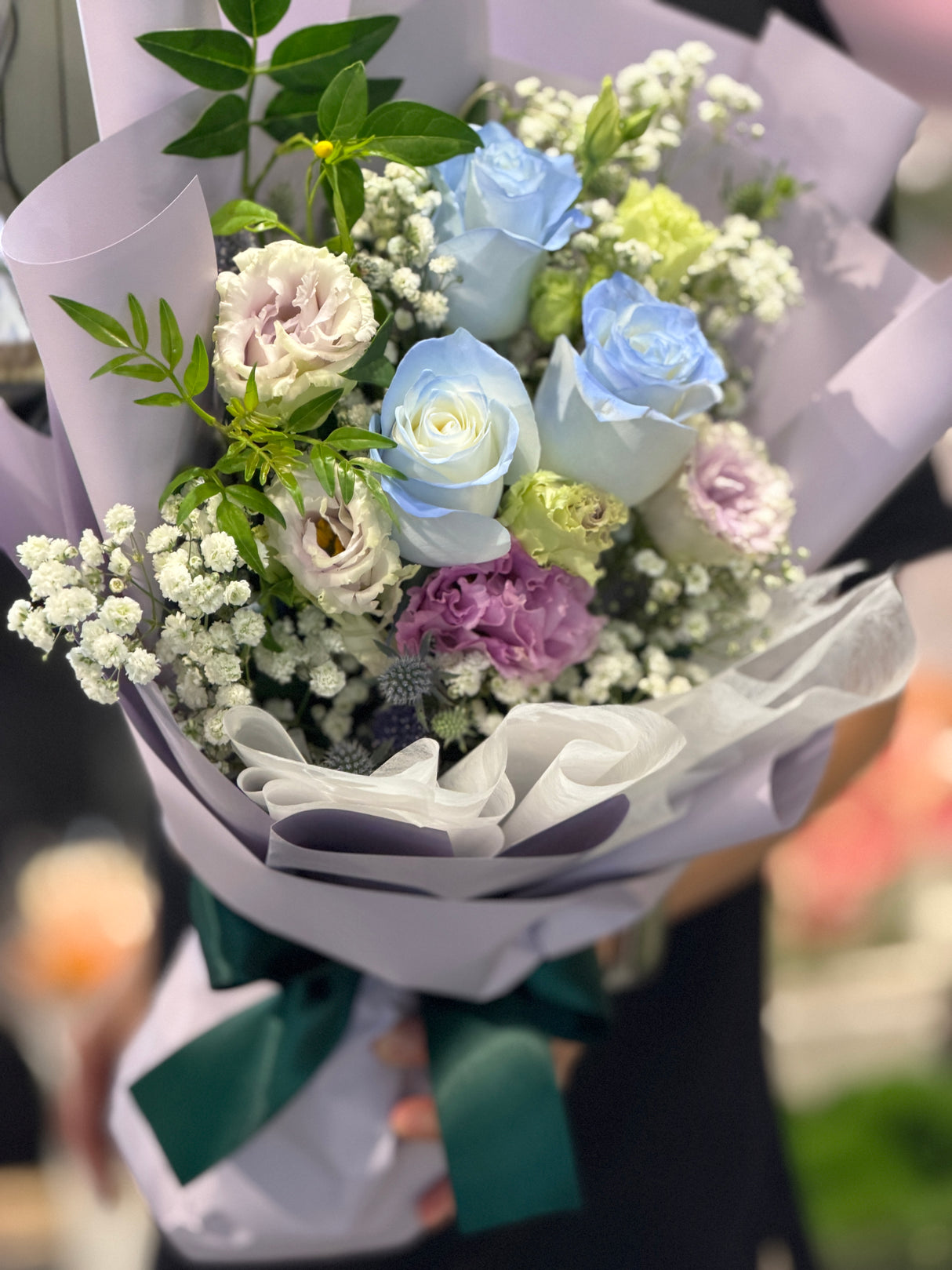 Ice Blue Rose & Purple Eustoma • Starry Bouquet