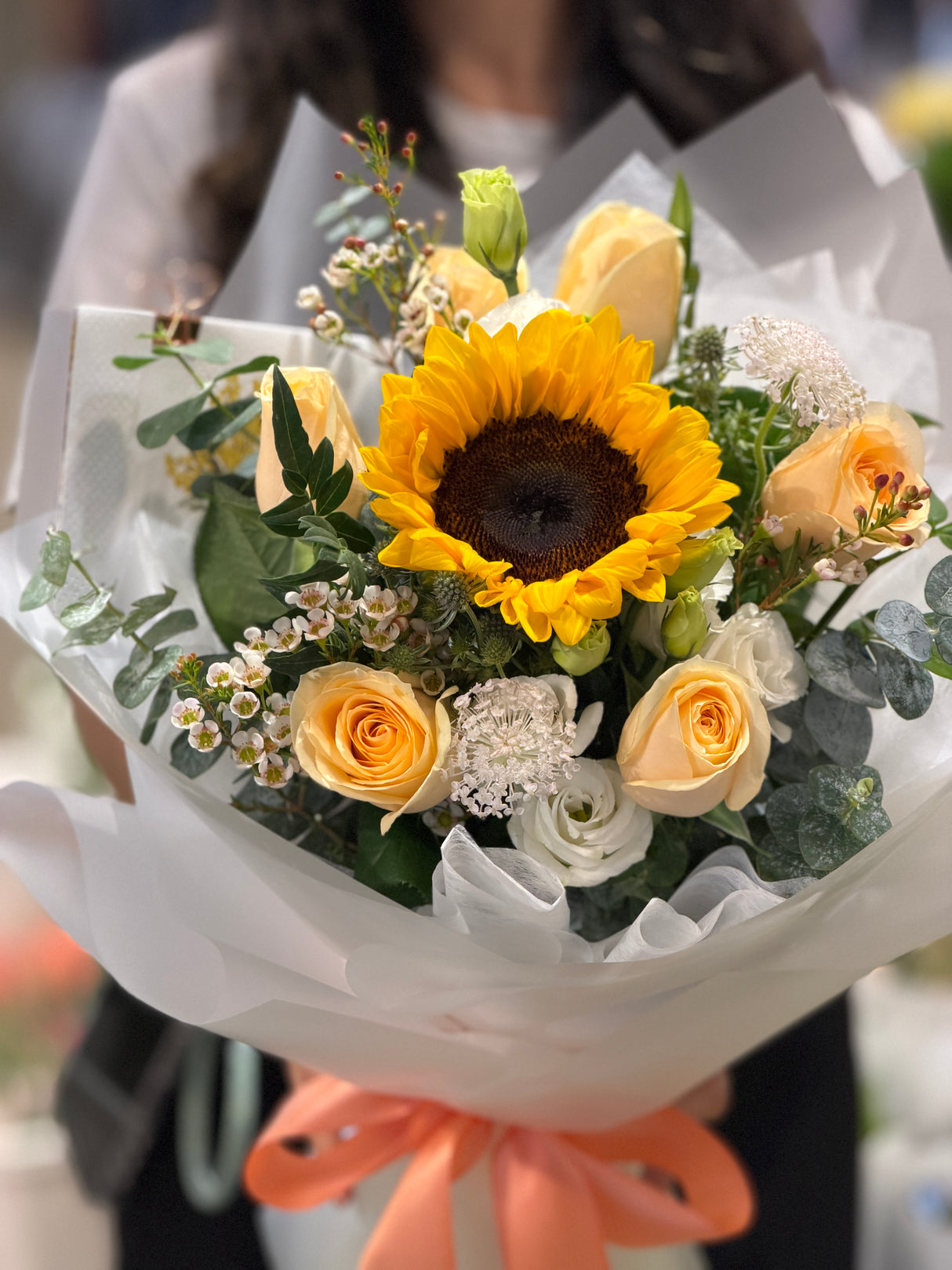 Sunflower & Champagne Rose • Radiant Bouquet