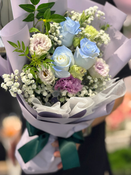 Ice Blue Rose & Purple Eustoma • Starry Bouquet