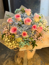Blue Hydrangea & Rose • Serene Bouquet
